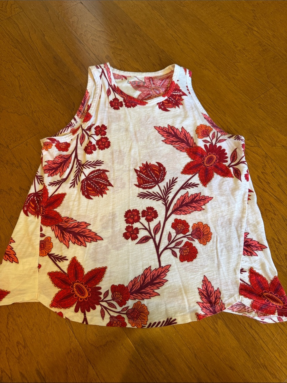LOFT Women's Floral Red & White Sleeveless Tank Top
